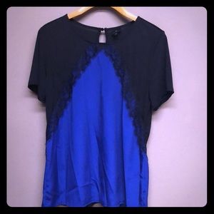 Royal blue and black blouse